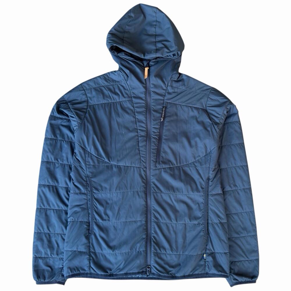 Fjällräven Keb Padded Hoodie Navy Blue Packable Lightweight Fixed Hood Womens Lg